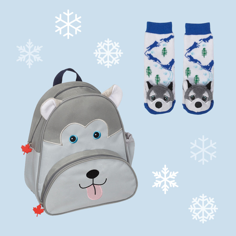 Husky Backpack & Socks Set