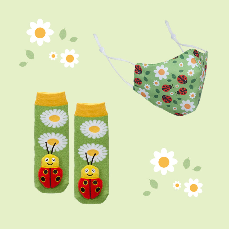 Ladybug Face Mask & Socks Set