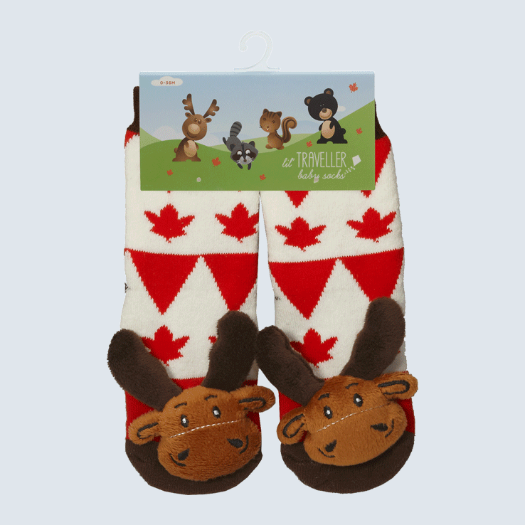 Baby Socks Maple Leaf Moose