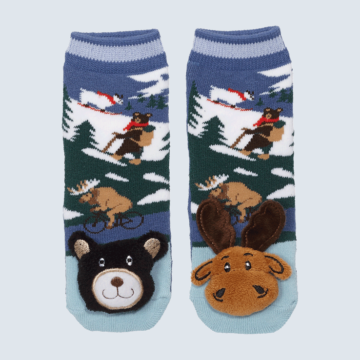 Mismatch Baby Socks Mountain Moose and Black Bear