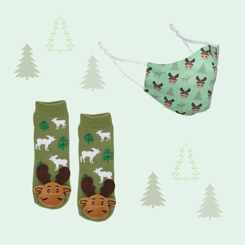 Moose Face Mask & Socks Set