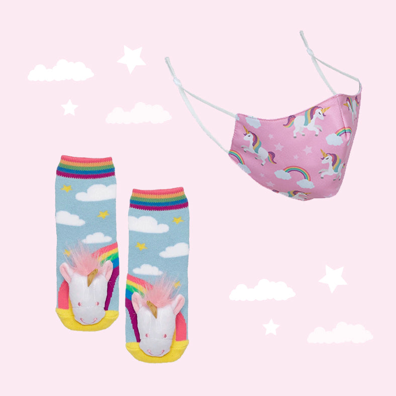 Unicorn Face Mask & Socks Set