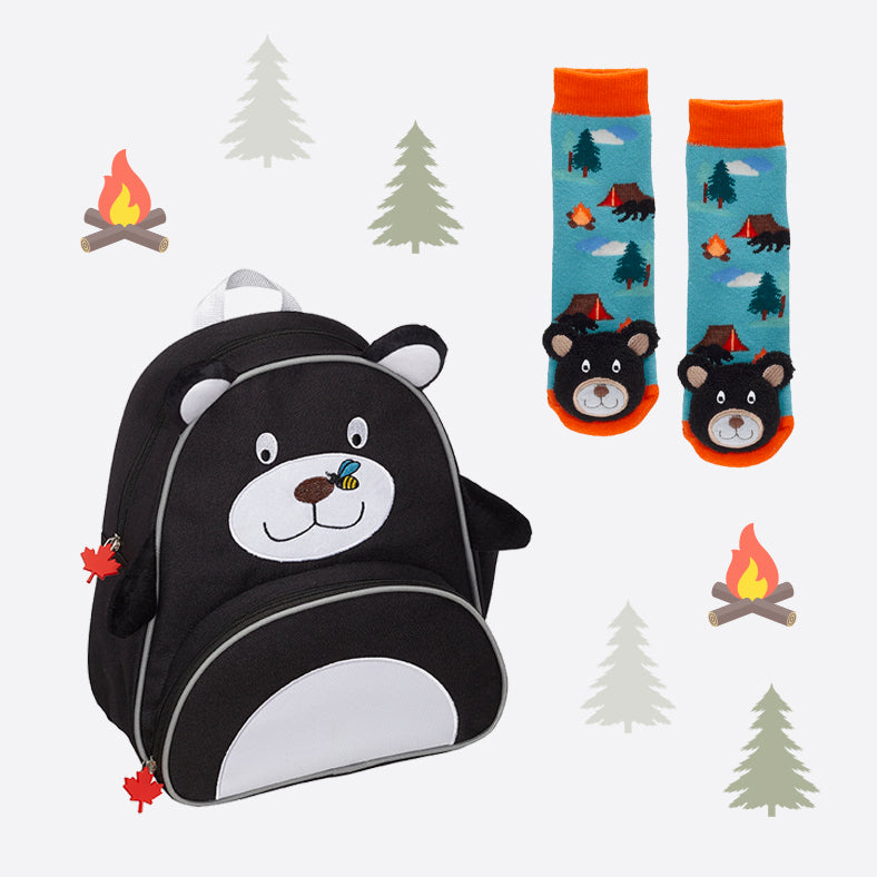 Black Bear Backpack & Socks Set