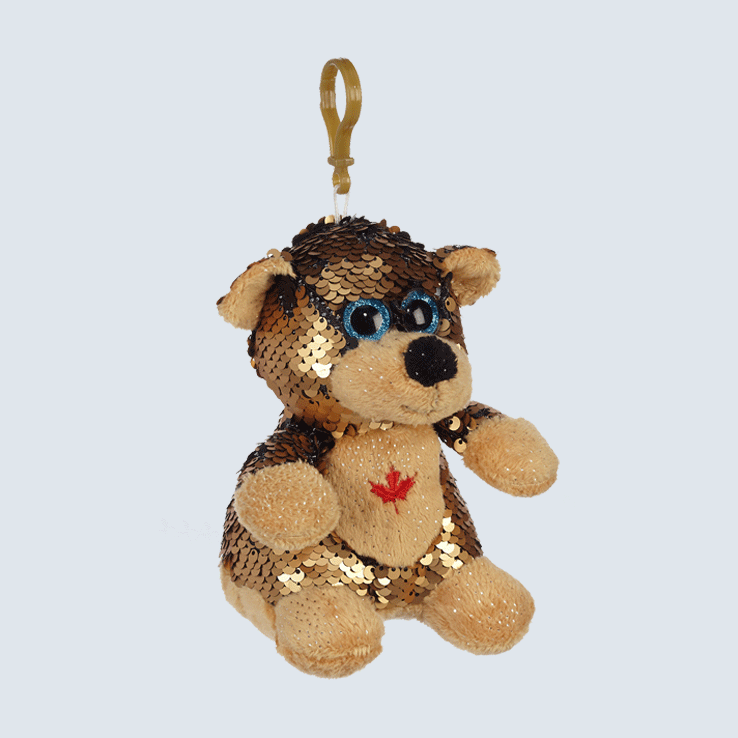 Brown Bear Sequin Keychain